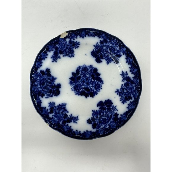 Antique WHARF POTTERY 6” Scalloped Edge WALDORF Semi Porcelain Bread Plate 1800s - Picture 1 of 7